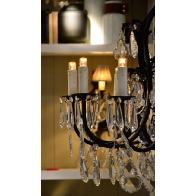 Lustre baroque noir bronze 14xE14 sans ou avec abat-jours