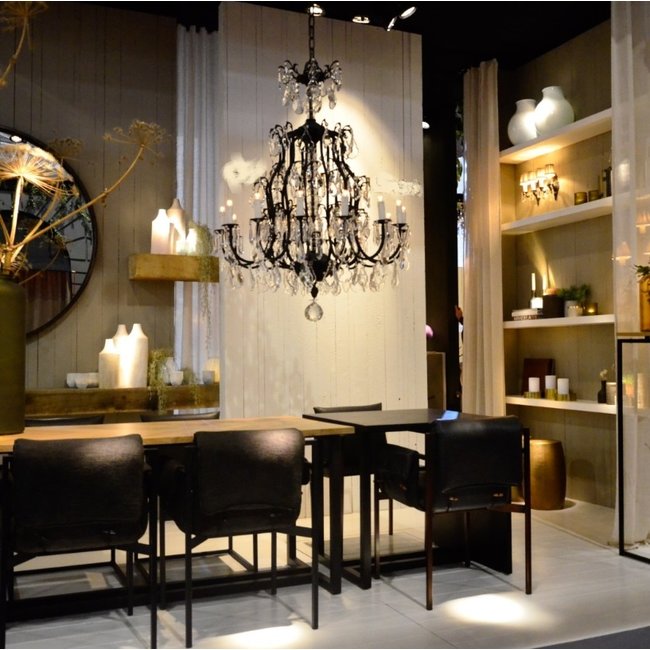 Kroonluchter landelijk brons zwart  14xE14 met of zonder kapjes