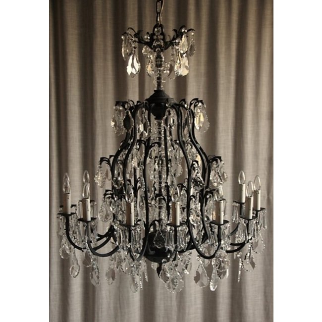 Lustre baroque noir bronze 14xE14 sans ou avec abat-jours