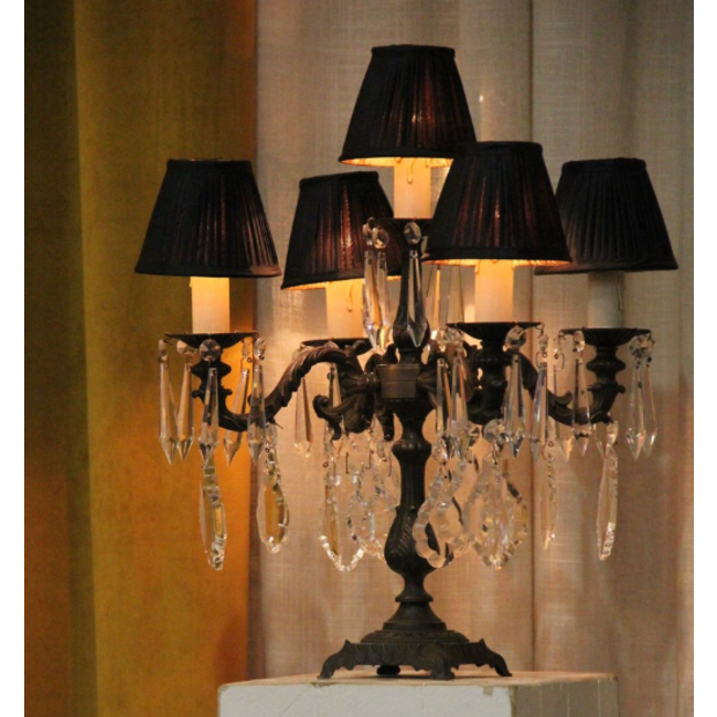 Tafellamp kroonluchter brons zwart met lampenkap Feluce