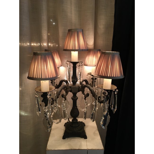 Tafellamp kroonluchter brons bruin of zwart met lampenkap