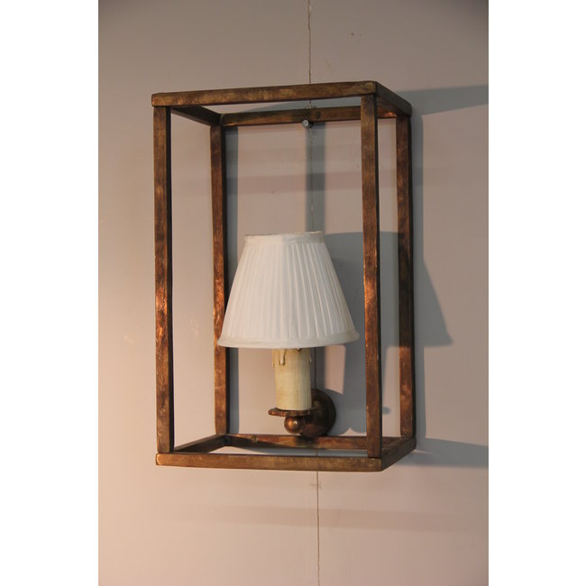 Wandlamp antiek brons met lampenkap