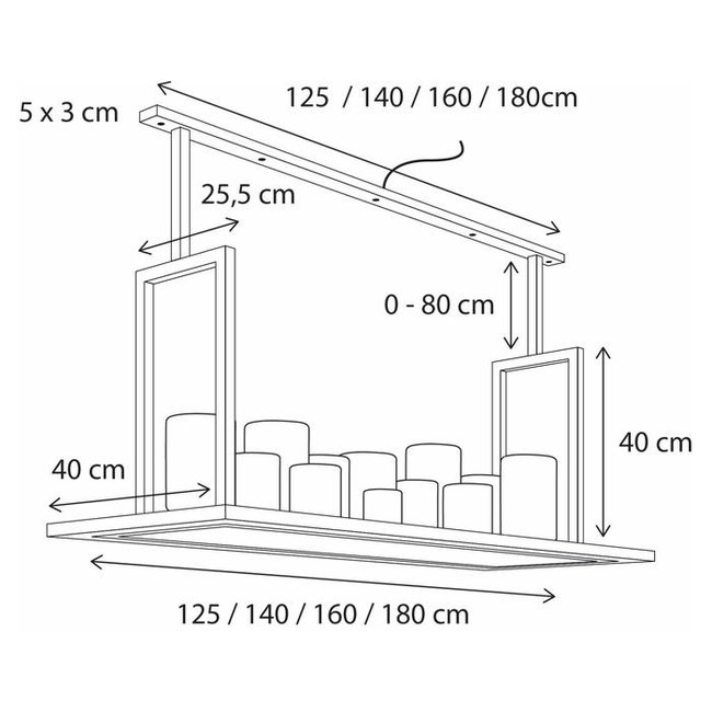 Hanglamp kaarsen (12, 14, 16 of 18) LED landelijk