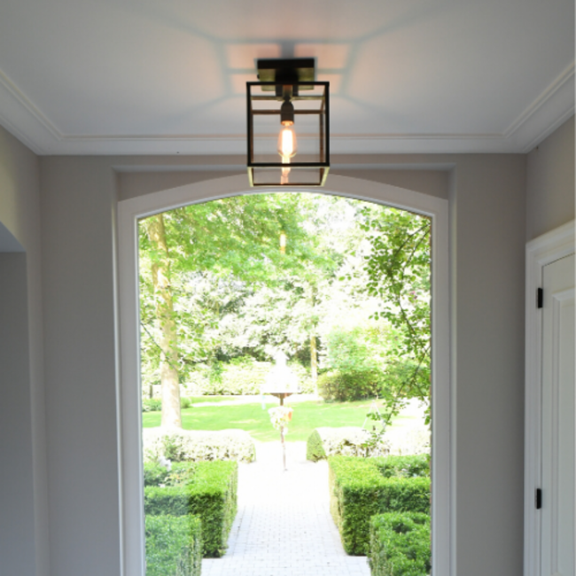 Plafondlamp lantaarn landelijk brons, nikkel, chroom