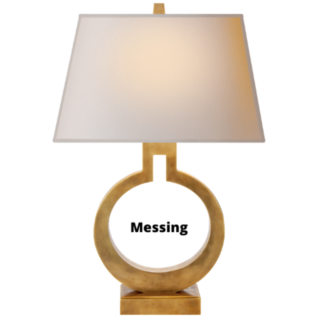 Ring tafellamp messing met rechthoekige lampenkap messing