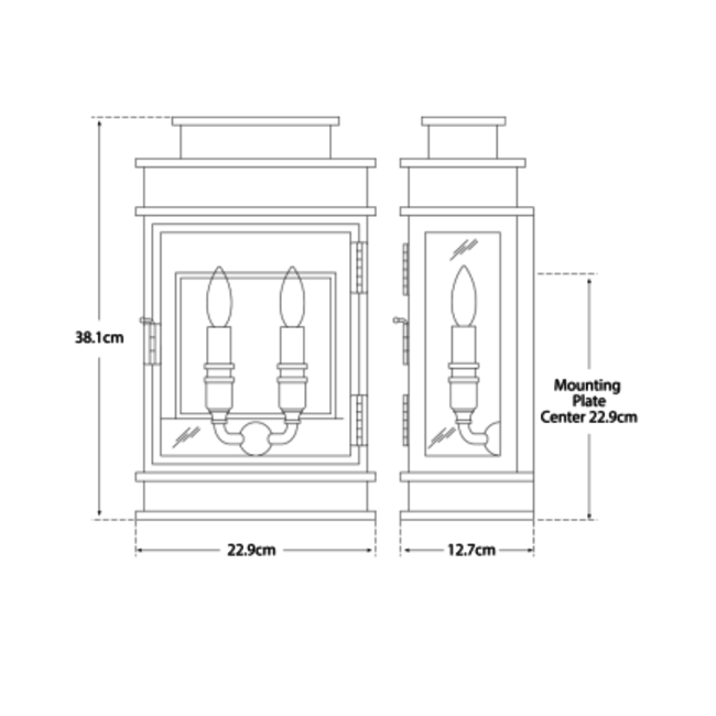 Applique murale lanterne bronze ou laiton poli