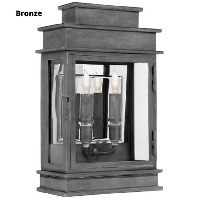 Lantaarn wandlamp brons, gepolijste messing