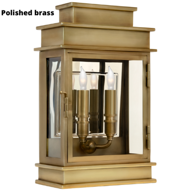 Applique murale lanterne bronze ou laiton poli