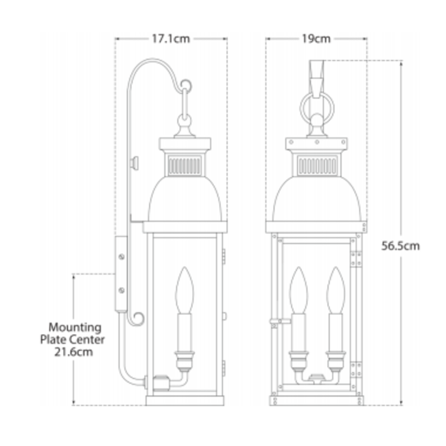 Koperen wandlamp lantaarn voor buiten