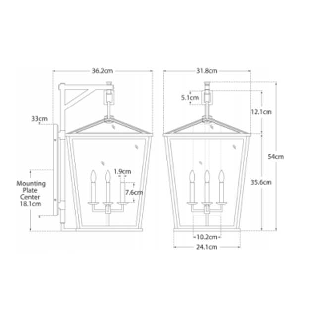 Applique extérieure lanterne bronze 4x lampe bougie