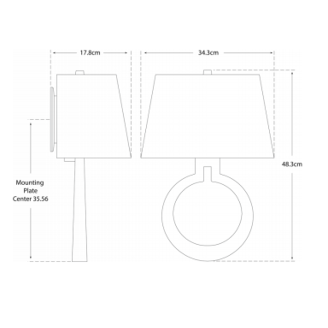 Wandlamp ring met kap messing of brons