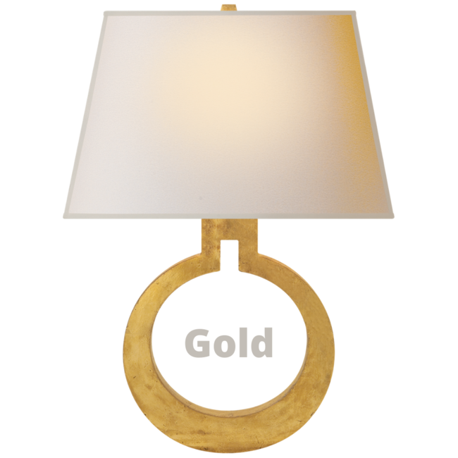 Wandlamp ring met kap messing of brons