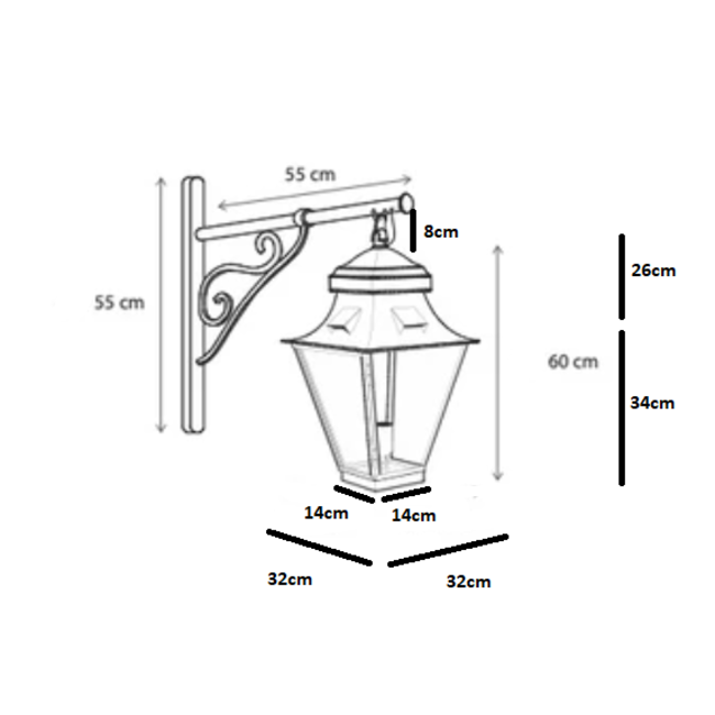 Lanterne murale extérieur rustique bronze verre