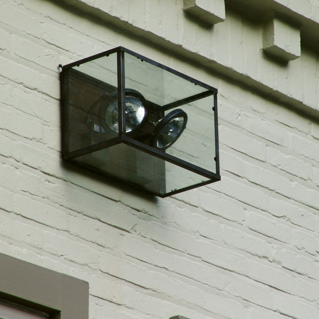 Dubbele wandspot landelijk buiten glas brons, nikkel, chroom