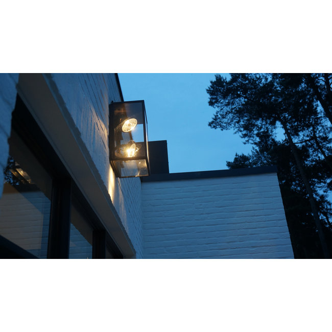 Dubbele wandspot landelijk buiten glas brons, nikkel, chroom