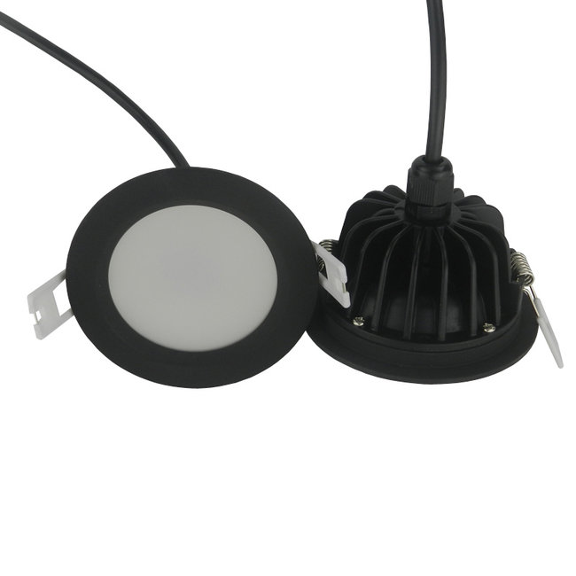 Spot étanche extérieur IP65 noir dimmable rond pas besoin de transfo