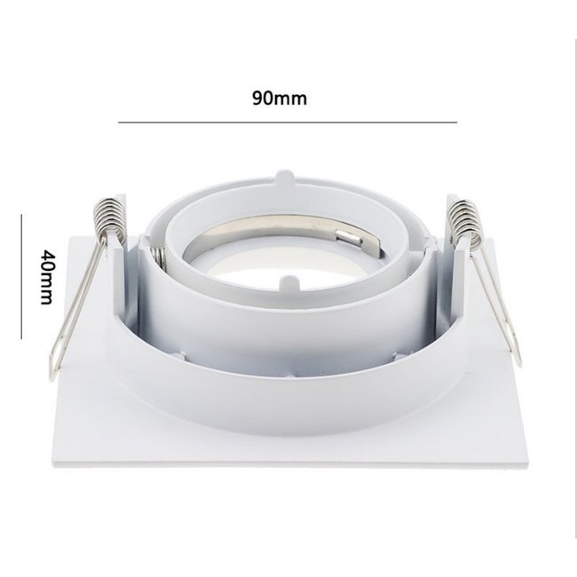 Spot encastrable GU10 perçage 95 mm blanc carré design