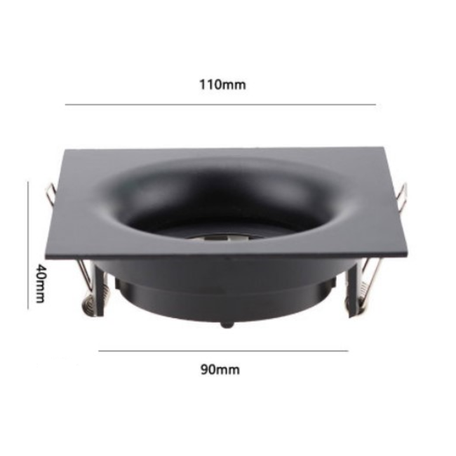 Spot encastrable carré noir 230V design perçage 95 mm