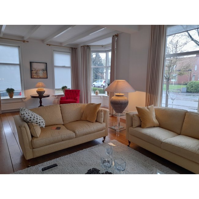 Lampe céramique avec abat-jour en lin  90cm haut