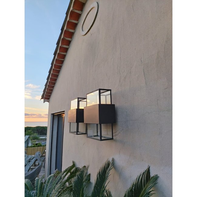 Buitenlamp rechthoekig brons met glas