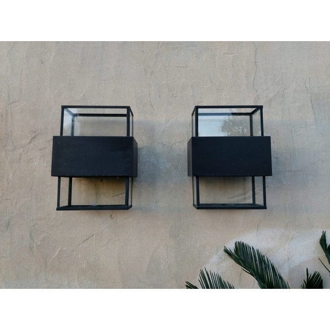 Buitenlamp rechthoekig brons met glas