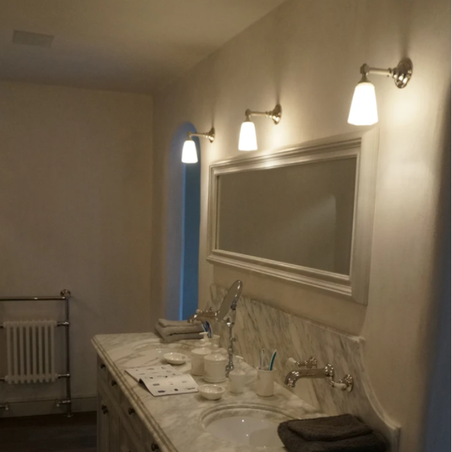 Applique murale salle de bain verre, bronze, nickel brossé ou chrome