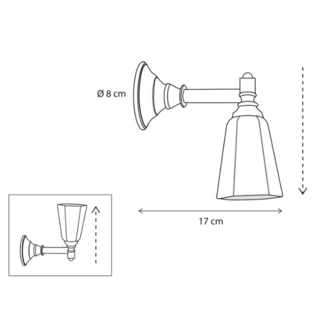Wandlamp opaalglas retro badkamer brons, geborsteld nikkel of chroom