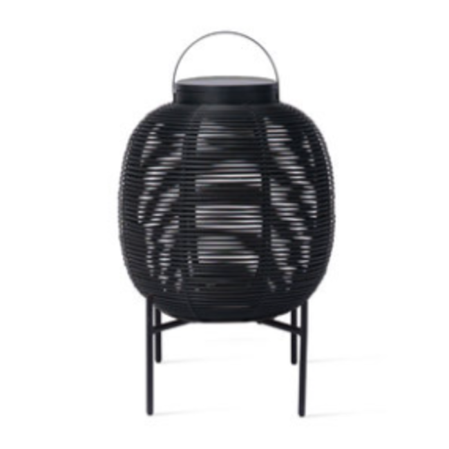 Lampe de terrasse sur pied solaire beige ou noir 59cm H