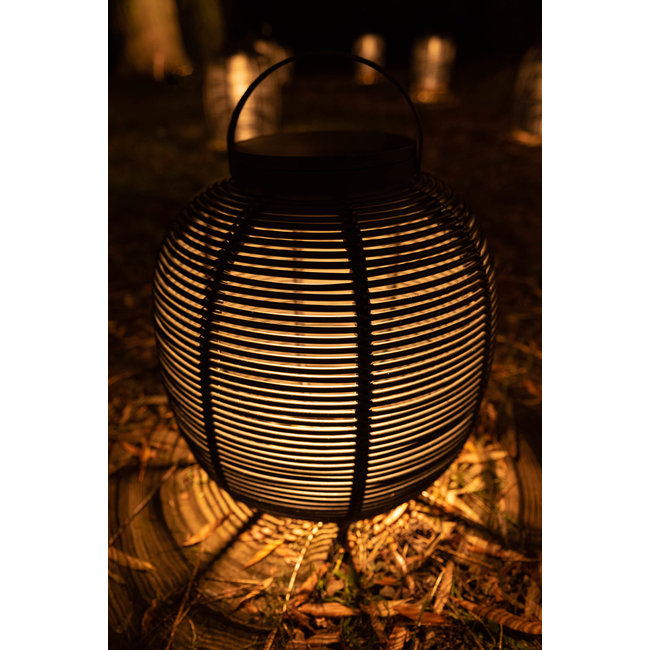 Lampe de terrasse sur pied solaire beige ou noir 59cm H
