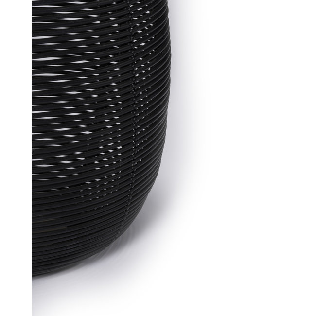 Grande lanterne extérieure solaire 3W noir pied teck 47cm