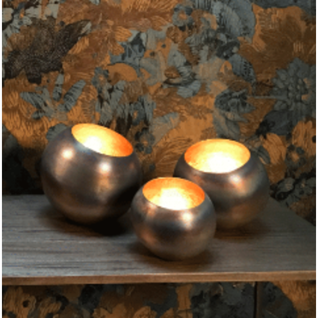 Theelichthouders set goud/zink