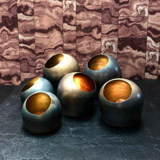 Set de photophores doré/zinc Set de photophores doré/zinc