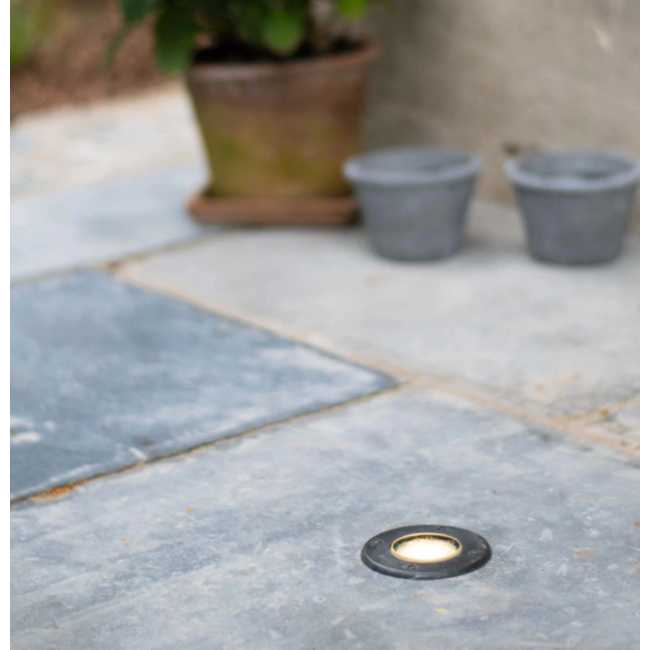 Grondspot diameter 7,5cm brons, geborsteld nikkel of chroom