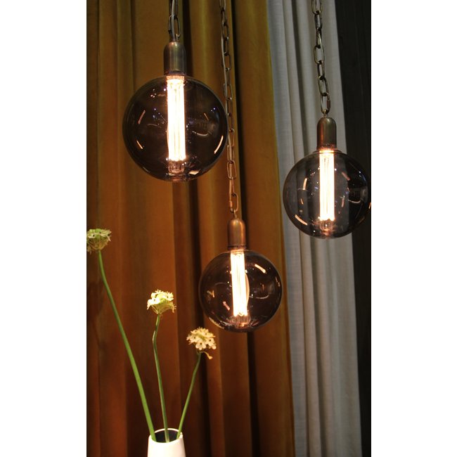 Hanglamp met meerdere glazen bollen brons