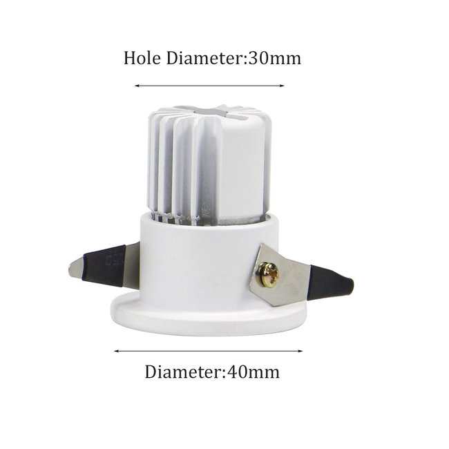 LED inbouwspot zaagmaat 30mm wit of zwart 3W