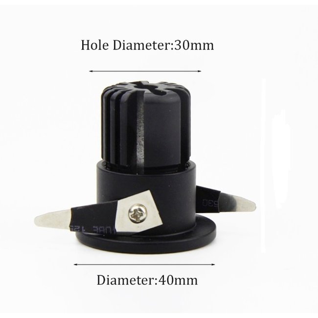 Spot LED encastrable diamètre 40mm noir ou blanc 3W