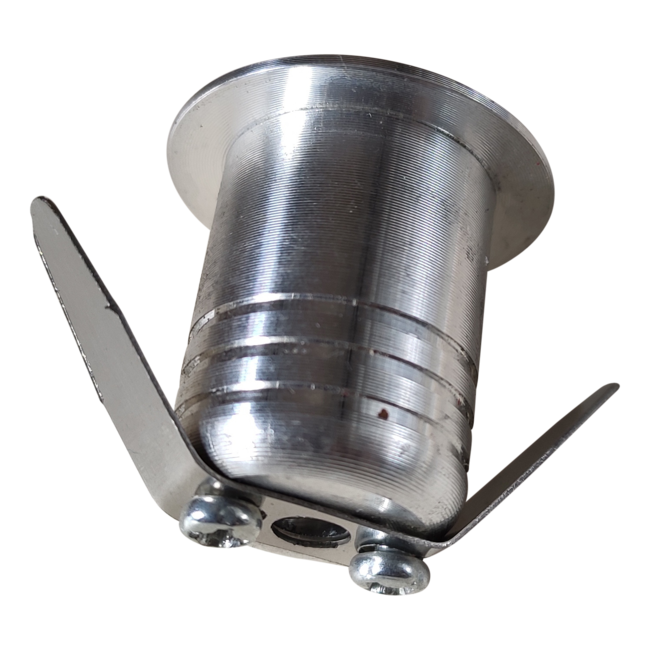 Kleine inbouwspot LED 1W zaagmaat IP44 20mm wit, grijs of zwart