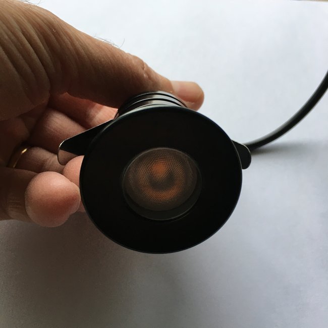 Mini inbouwspot buiten 12V (of 24V) zwart 3W IP67