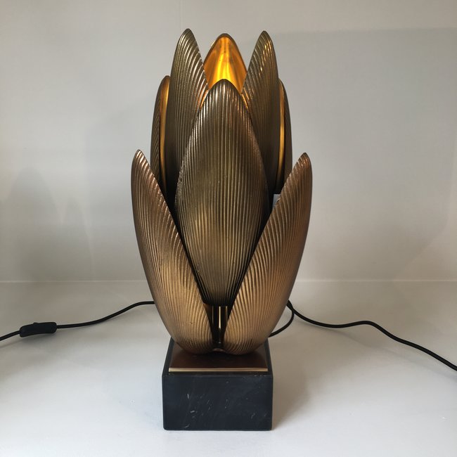 Tafellamp bloem messing 51,5cm hoog