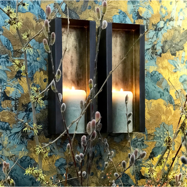 Porte-bougie mural doré/zinc (1 pièce)