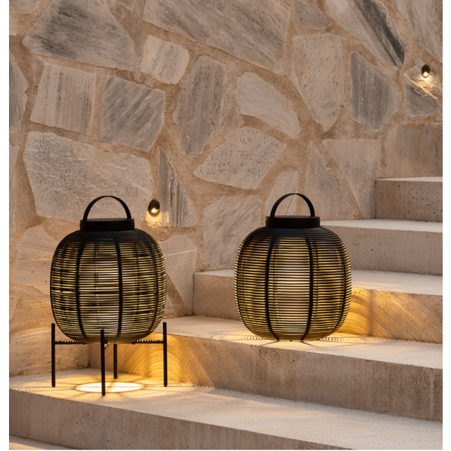 Staande lantaarn buiten zonne energie beige of zwart 59cm H