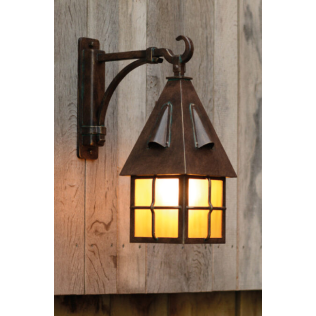 Lanterne façade fer forgé patine rustique