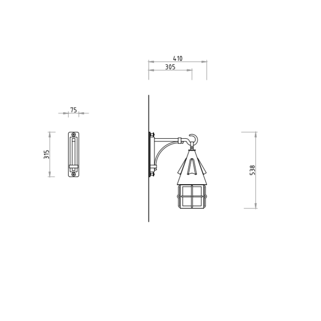Lanterne façade fer forgé patine rustique