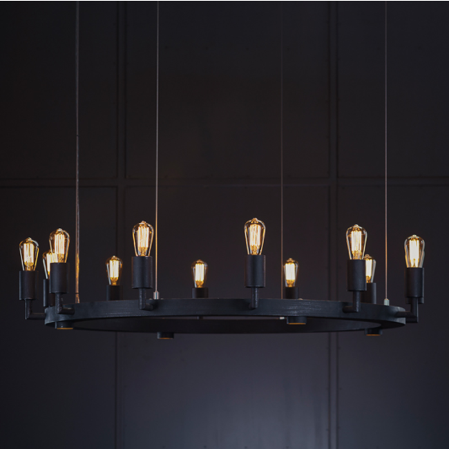 Lustre château fer forgé cercle 12xE27 + 4xGU10 Ø 136,5cm