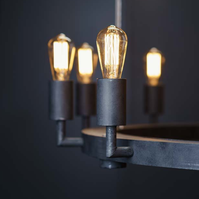 Antieke smeedijzeren hanglamp cirkel hotel 12xE27+4xGU10 Ø 136cm