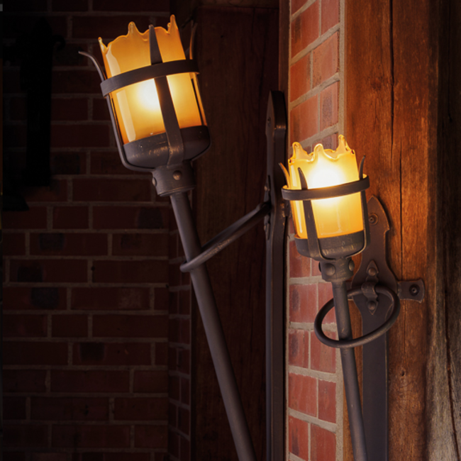 Torche murale médiévale ancien bronze 95cm (1 pc)