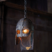Middeleeuwse hanglamp helm met maliënkolder smeedijzer 1xE27