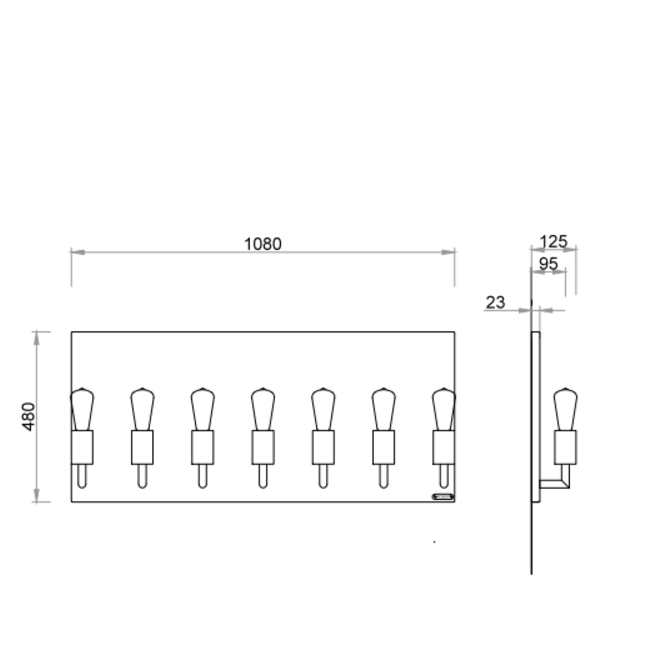 Stoere wandlamp smeedijzer 7xE27