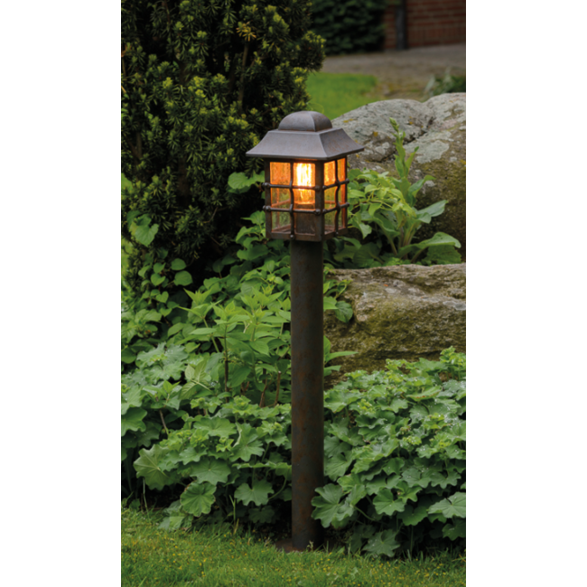 Borne de jardin fer forgé lanterne hauteur 1m