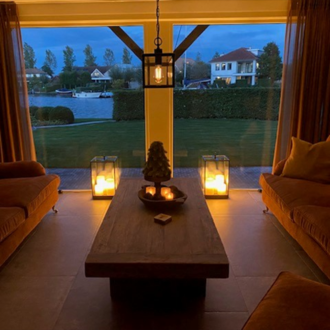 Lampe à poser transparente verre bronze 5 bougies